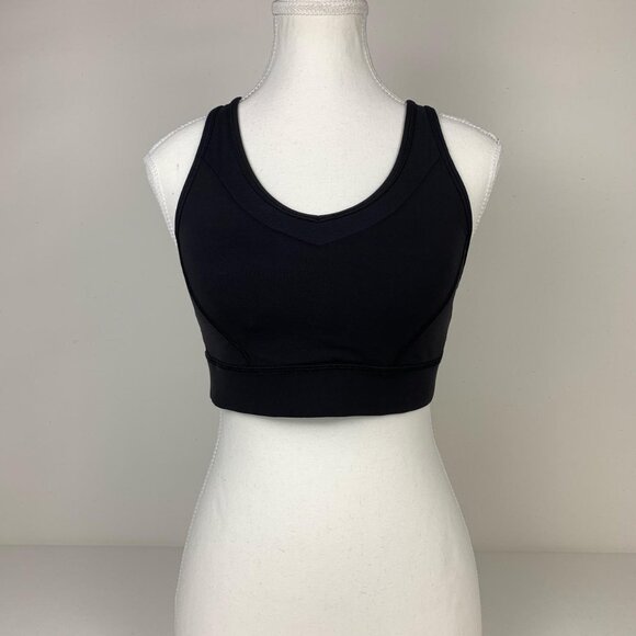 Lululemon Tops - Lululemon Black Cropped Sports Bra - Size 8 Racerback for Stylish Workout Comfor